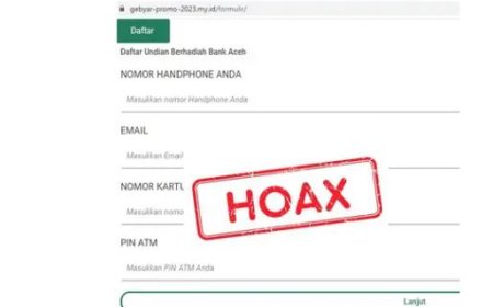 Waspada, Hoaks Unggahan dan Link tentang Penyelenggaraan Hadiah oleh Bank Aceh