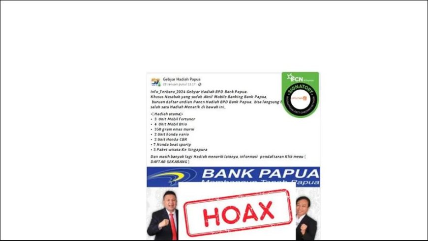 (DEBUNKING) Hoaks Bank Papua Punya Tautan Khusus untuk Ikut Serta dalam Gebyar Hadiah